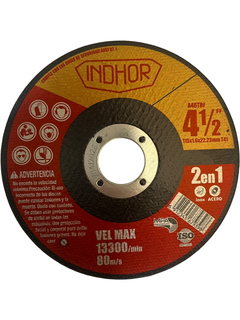 Disco de Corte de Amoladora INDHOR de 115×1,6×22,3mm