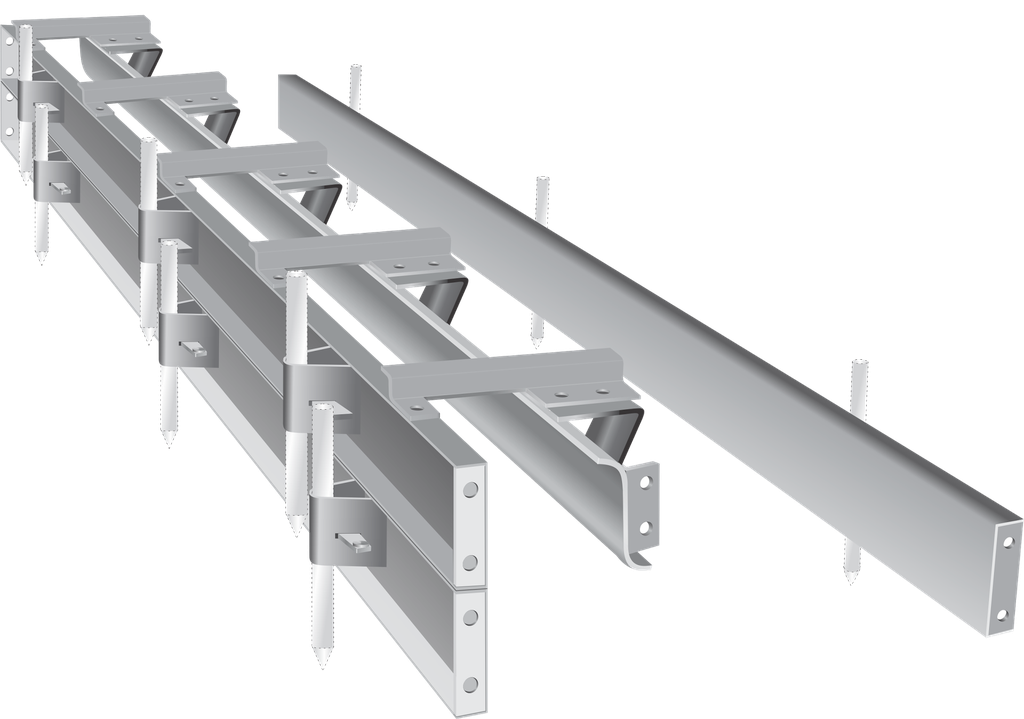 MOLDE CORDÓN CUNETA RECTO; chapa de 3.20 mm-largo 3 m-respaldo en 2 sectores altura 15cm y caravista y costado cuneta altura 15cm