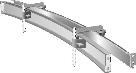 MOLDE CORDÓN CURVO; chapa de 4;75 mm; respaldo y caravista altura  15 cm; una esquina (90°); radio 6 m en 4 tramos; desarrollo 9;42 m