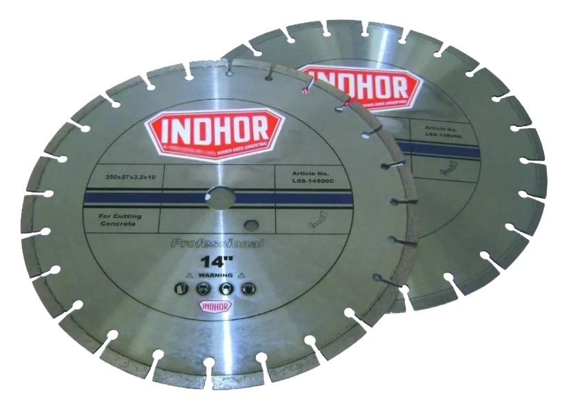 DISCO DIAMANTADO INDHOR SUPREME; Ø 350 x 27 x 6 x 10mm; para hormigón fresco y curado. Profesional