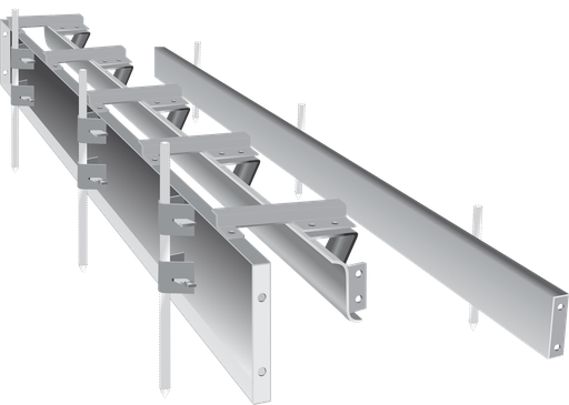 [MP335] MOLDE CORDÓN CUNETA RECTO; largo 3m; respaldo altura 30cm y costado cuneta altura 15cm chapa de 3;20mm y caravista altura 15cm chapa de 4;75mm