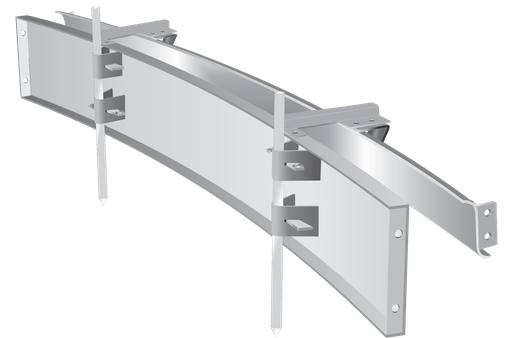 [MP2450800] MOLDE BOCACALLE CURVO, respaldo altura 33 cm chapa de 3,20 mm y  caravista altura 15 cm chapa de 4,75 mm, una esquina (90°), radio  8 m en 5 tramos, desarrollo 12,56 m